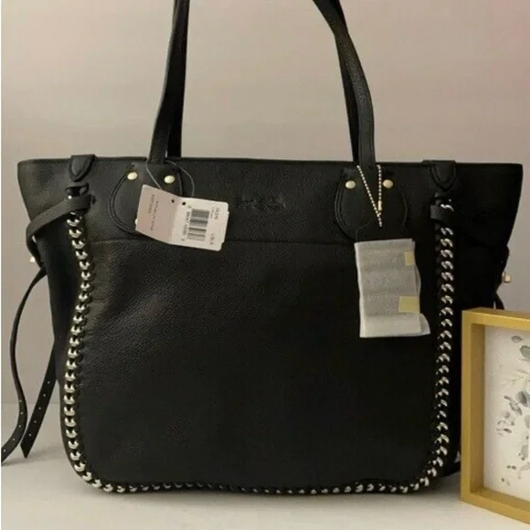 NWT Coach Whiplash Black Leather Tatum Satchel Bag w/ Gold Accents Retail $550 - Picture 8 of 12